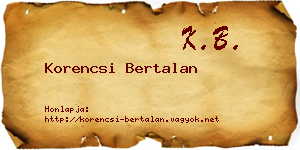 Korencsi Bertalan névjegykártya