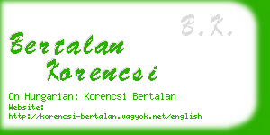 bertalan korencsi business card